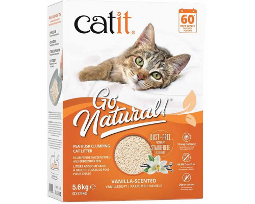 WOWPAW Go Natural Pea Husk Litter, litter, cat, mocno caking, waniliowy, z łupin grochu, 5,6 kg