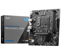 MSI PRO H610M-E DDR4 | Processor family Intel | Processor socket LGA1700 | DDR4 DIMM | Memory slots 2 | Supported hard disk drive interfaces SATA, M.2 | Number of SATA connectors 4 | Chipset Intel H610 | Mirco-ATX