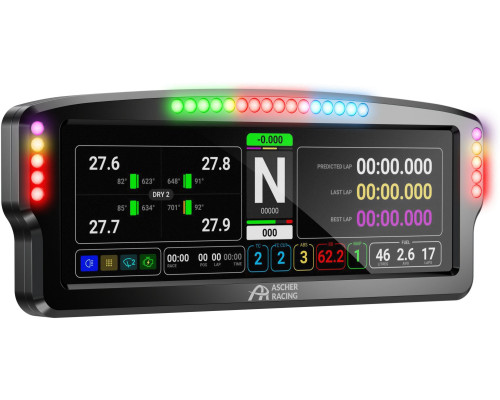 Ascher Racing Dashboard 7,85” cal LCD-Touchscreen 26 RGB-LEDs black