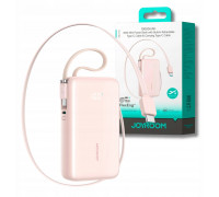 Joyroom JR-PR2L 10000mAh 35W with a built-in zwijanym kablem USB-C i kablem-smyczą USB-C - różowy
