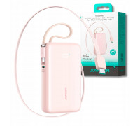 Joyroom JR-PR2L 10000mAh 35W with a built-in zwijanym kablem USB-C i kablem-smyczą Lightning - różowy