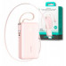 Joyroom JR-PR2L 10000mAh 35W with a built-in zwijanym kablem USB-C i kablem-smyczą Lightning - różowy