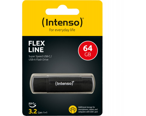 Intenso USB Stick Flex Line 64GB USB 3.2 GEN 1X1 Black