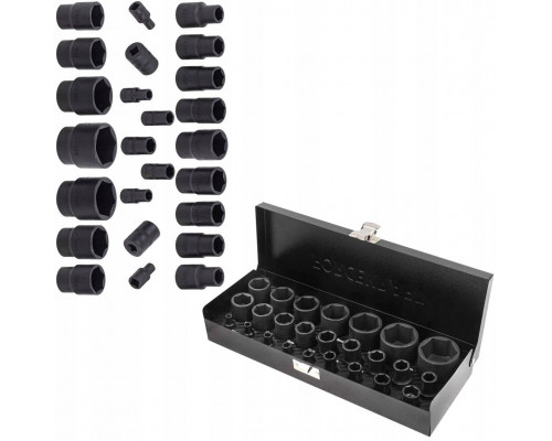 Zestaw nasadek 1/2" i 1/4" 25el. (4-32mm) (6-kątnych)