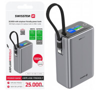 Swissten Power Bank 25000 mAh (96.25Wh) 100W with Built-in USB-C Cable