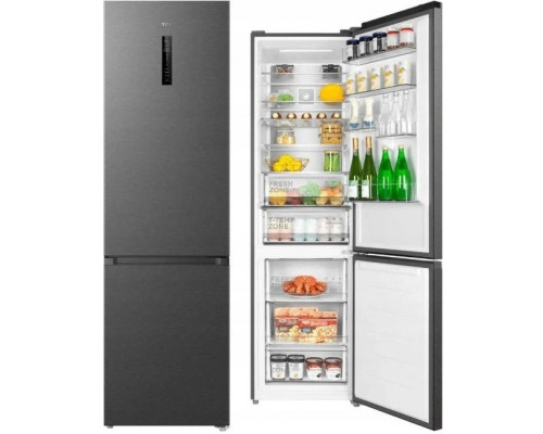 TCL Refrigerator | RC382BXC0EU | Energy efficiency class C | Free standing | Combi | Height 203 cm | No Frost system | Fridge net capacity 265 L | Freezer net capacity 117 L | Display | 35 dB | Inox
