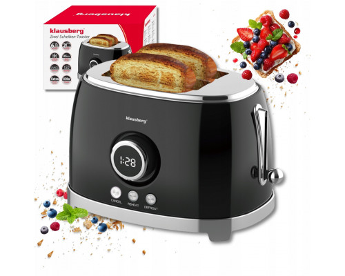 Klausberg TOSTER OPIEKACZ NA 2 KROMKI WYŚWIETLACZ LED KLAUSBERG KB-9025 RETRO