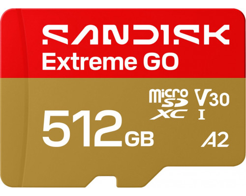 SD  SanDisk Extreme GO MicroSDXC 512 GB Class 10 UHS-I/U3 A2 V30 (SDSQXGN-512G-GN6MN)
