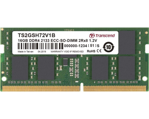 Transcend Transcend - DDR4 - 16 GB - SO DIMM 260-PIN - 2133 MHz / PC4-17000 - CL15 - 1.2 V - Unbuffered - ECC