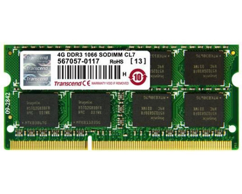 Transcend SODIMM, DDR3, 4 GB, 1066 MHz, CL7 (TS512MSK64VIN)