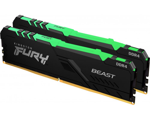 Kingston Fury Beast RGB, DDR4, 16 GB, 3200MHz, CL16 (KF432C16BBAK2/16)
