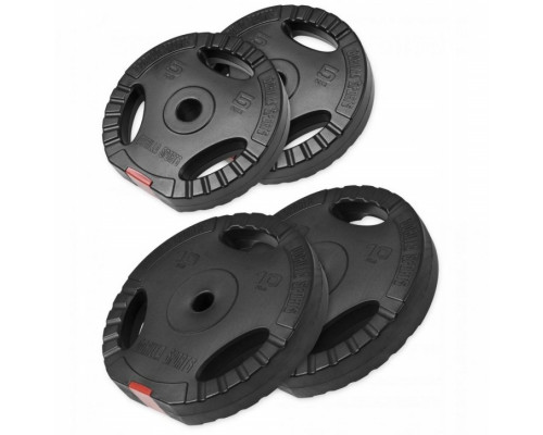 Gorilla Sports GORILLA SPORTS Set obciążeń vinylch z uchwytem 30 kg - 2 x 5 - 2 x 10kg