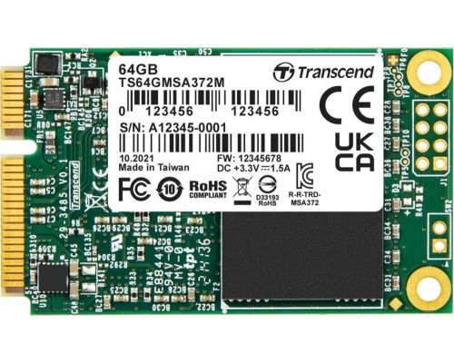 SSD 64GB SSD Transcend MSA372M 64GB mSATA SATA III (TS64GMSA372M)