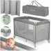 Ricokids Travel cot 125 x 65 x 78 cm gray-mint (RK-240)