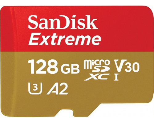 SanDisk Extreme MicroSDXC 128 GB Class 10 UHS-I/U3 A2 V30 (SDSQXAA-128G-GN6AA)