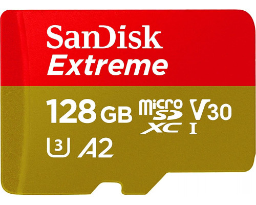 SanDisk Extreme MicroSDXC 128 GB Class 10 UHS-I/U3 A2 V30 (SDSQXAA-128G-GN6MA)