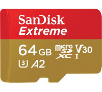 SanDisk Extreme MicroSDXC 64 GB Class 10 UHS-I/U3 A2 V30 (SDSQXAH-064G-GN6AA)