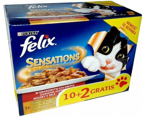 Purina FELIX SENSATIONS CHOICE OF MEAT IN JELLY KARMA FOR ADULT CATS 12 x 100 G