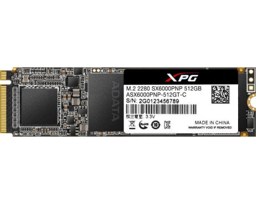 SSD 512GB SSD ADATA XPG SX6000 Pro 512GB M.2 2280 PCI-E x4 Gen3 NVMe (ASX6000PNP-512GT-C)