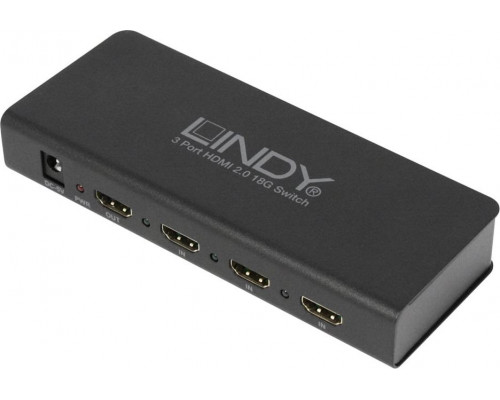 Lindy HDMI 3 Port 2.0 18G Switch UHD 4K 60Hz HDCP 2.2 HDR - 38243