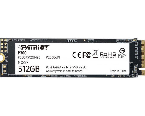 SSD 512GB SSD Patriot P300 512GB M.2 2280 PCI-E x4 Gen3 NVMe (P300P512GM28)