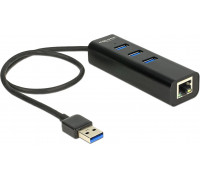 HUB USB Delock 3 USB 3.0 + port Gigabit LAN (62653)