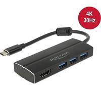 DeLOCK Adapter USB C 3.1 > 3x USB 3.0 A Hub + HDMI 4K