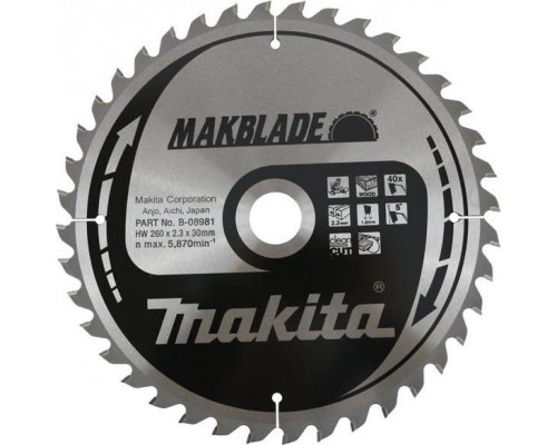 Makita 260x30x2,3mm 40 z Makblade (B-08981)