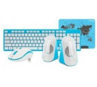 Keyboard + mouse Natec NKL-1180 Set 4 in 1 Tetra wireless keyboard + mouse + speakers + blue-white pad