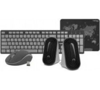 Keyboard + mouse Natec NKL-1179 Set 4 in 1 Tetra wireless keyboard + mouse + speakers + black-gray pad