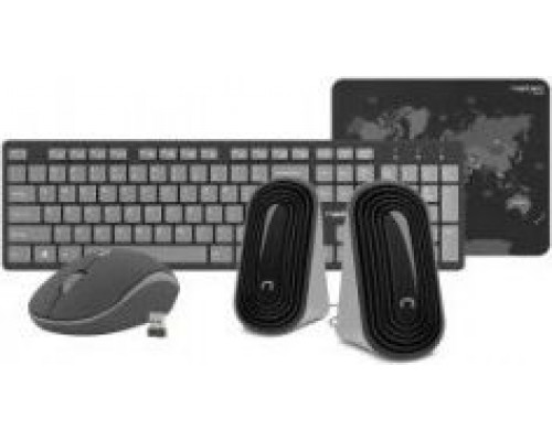 Keyboard + mouse Natec NKL-1179 Set 4 in 1 Tetra wireless keyboard + mouse + speakers + black-gray pad