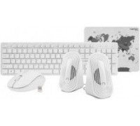 Keyboard + mouse Natec NKL-1181 Set 4 in 1 Tetra wireless keyboard + mouse + speakers + mouse pad white