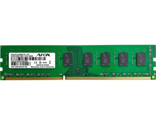 AFOX DDR3 memory, 8 GB, 1600MHz, CL11 (AFLD38BK1P)