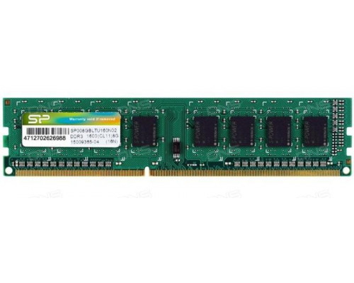 Silicon Power DDR3 Memory, 8 GB, 1600MHz, CL11 (SP008GBLTU160N02)