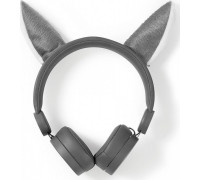 Nedis Wired Headphones | 1.2 m Round Cable | On-Ear | Detachable Magnetic Ears | Willy Wolf | Gray