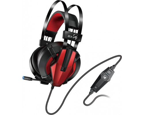 Genius Gaming Headset, headphones with mic, volume control, black / red, 3.5 mm jack