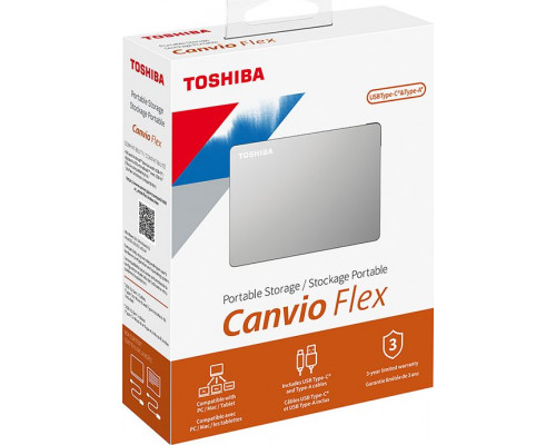 Toshiba HDD Canvio Flex 2TB Silver External Drive (HDTX120ESCAA)