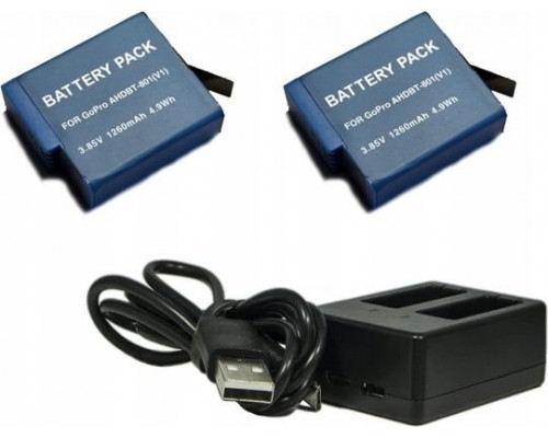 Xrec Charger + 2x Accumulator / Battery For Gopro Hero 8 Black
