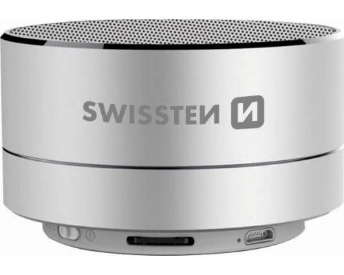 SWISSTEN bluetooth speaker, i-METAL, 3W, volume control, silver, Bluetooth + USB metal connection
