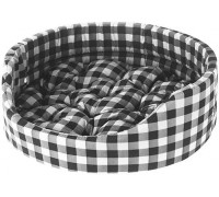 CHABA Oval Bed With Cushion 2 White Check  43x36x14