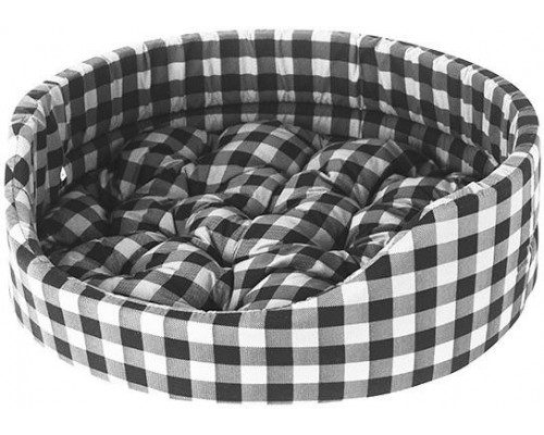 CHABA Oval Bed With Cushion 2 White Check  43x36x14