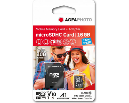 AgfaPhoto SDHC MicroSDHC card 16 GB Class 10 UHS-I / U1 A1 V10 (SB6030)