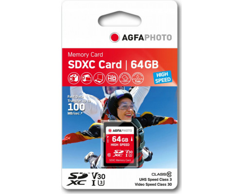 AgfaPhoto SD SDXC 64 GB Class 10 UHS-III V30 card (SB6036)