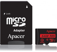 Apacer Secure Digital MicroSDXC 64 GB Class 10 UHS-I / U1 Card (AP64GMCSX10U5-R)