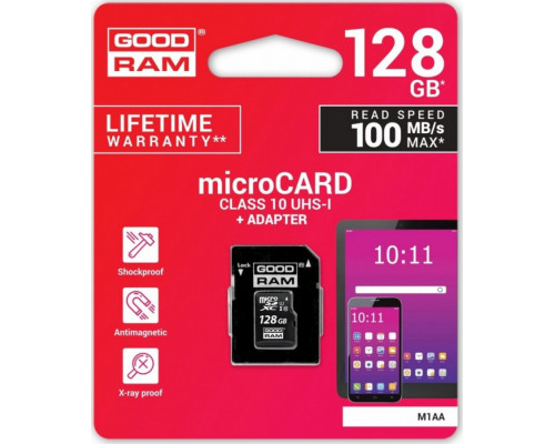 GoodRam MicroSDXC card 128 GB Class 10 UHS-I / U1 (M1AA-1280R12)
