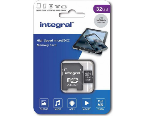 Integral Ultima Pro Premium MicroSDHC 32 GB Class 10 UHS-I / U1 V10 card (INMSDH32G-100V10)