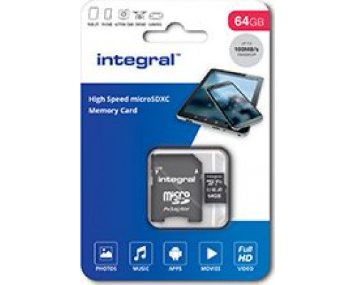 Integral Ultima Pro MicroSDXC 64 GB Class 10 UHS-I / U1 V10 card (INMSDX64G-100V10)
