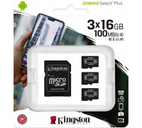 Kingston Canvas Select Plus MicroSDHC 16GB + 16GB + 16GB Class 10 UHS-I / U1 A1 V10 (SDCS2 / 16GB-3P1A) card
