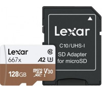 Lexar Professional 667x MicroSDXC 128 GB Class 10 UHS-I / U3 A2 V30 card (LSDMI128B667A)