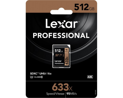 Lexar 633x Professional MicroSDXC 512 GB Class 10 UHS-I / U3 V30 Card (LSD512CBEU633)